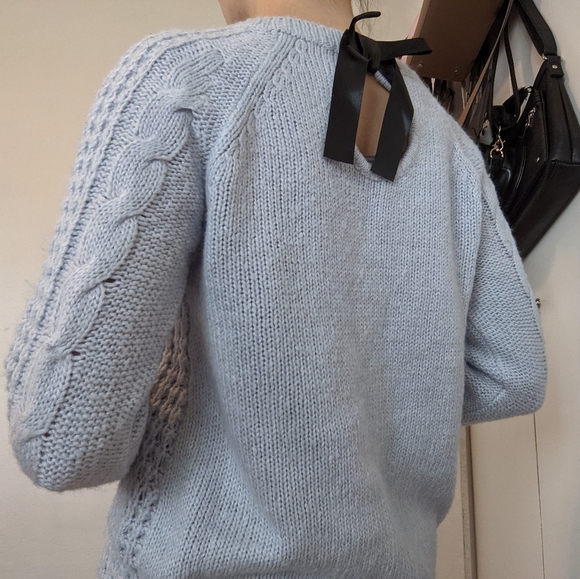 Pastel Blue Sweater With Ribbon - Picture 2 of 2